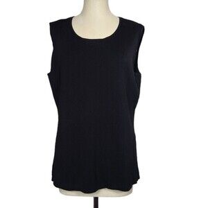 N Touch Black Ribbed Tank Top L